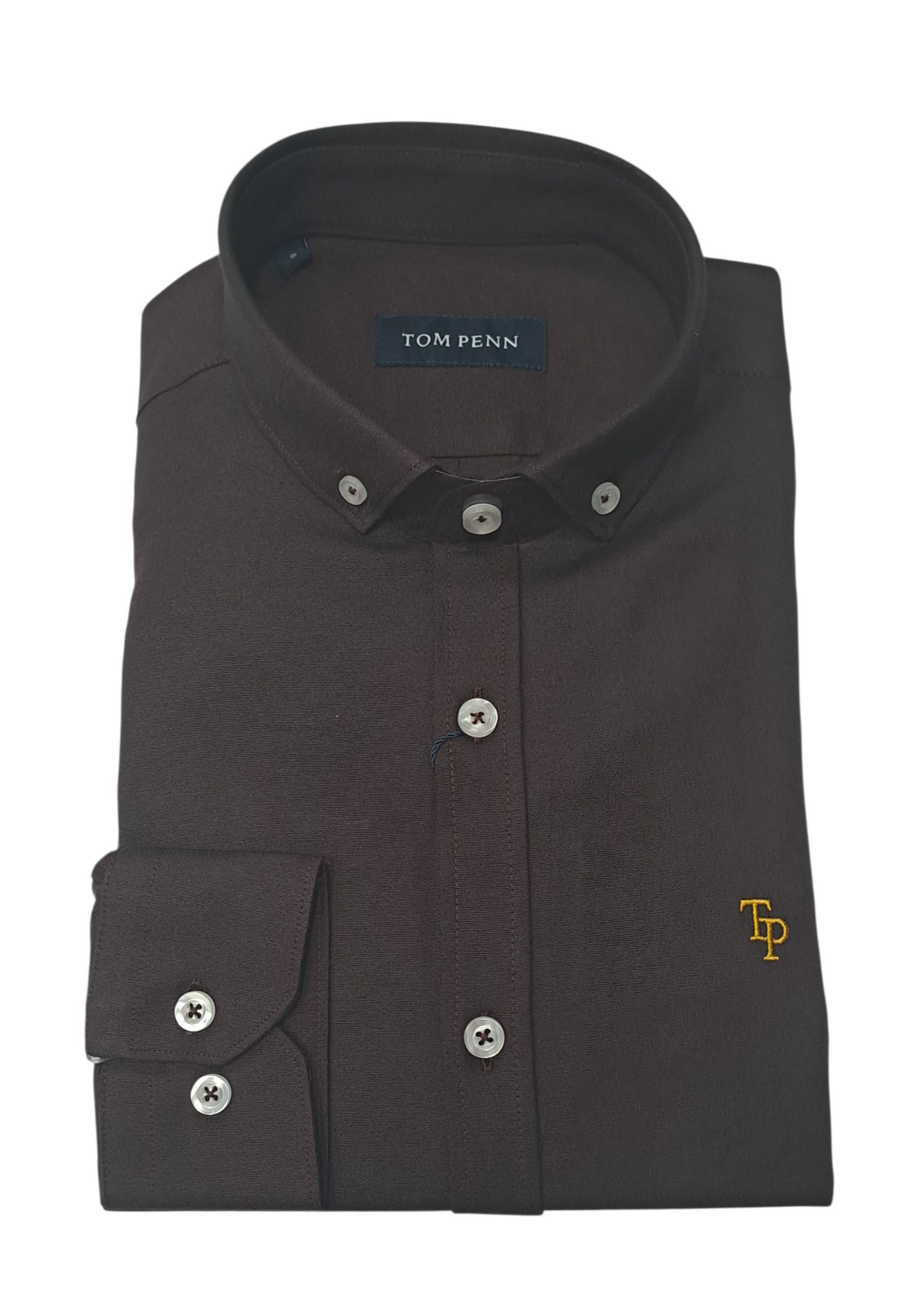 Tom Penn Long Sleeve Oxford Casual Shirt 330 - Burgundy