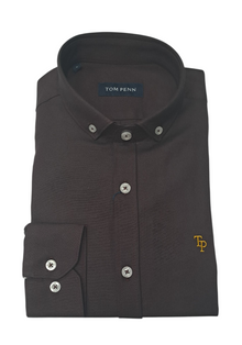 Tom Penn Long Sleeve Oxford Casual Shirt 330 - Burgundy