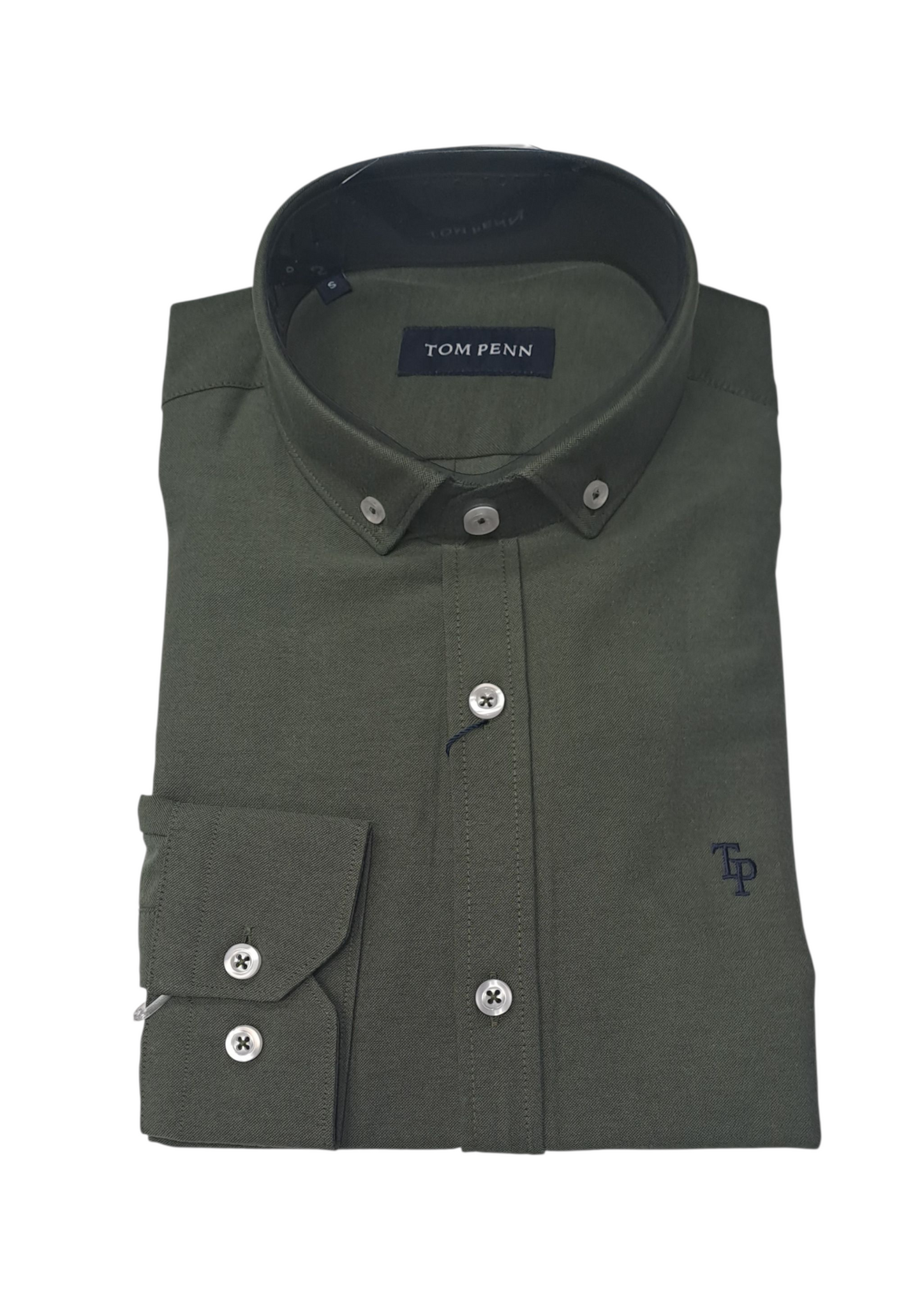 Tom Penn Long Sleeve Oxford Casual Shirt 330 - Khaki