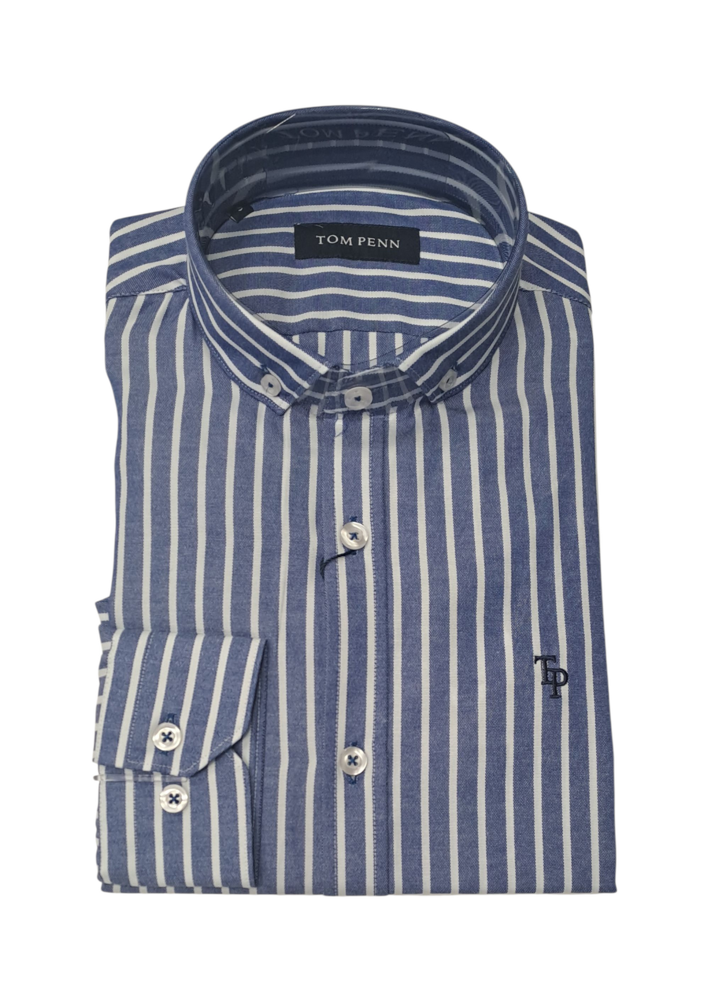 Tom Penn Long Sleeve Striped Shirt 932 - Blue