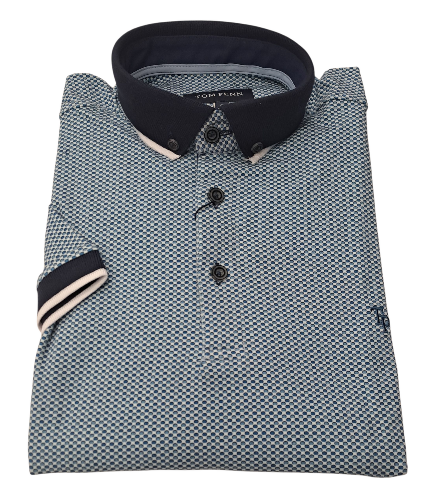 Tom Penn Short Sleeve Polo Shirt TPP-969 - White/Blue