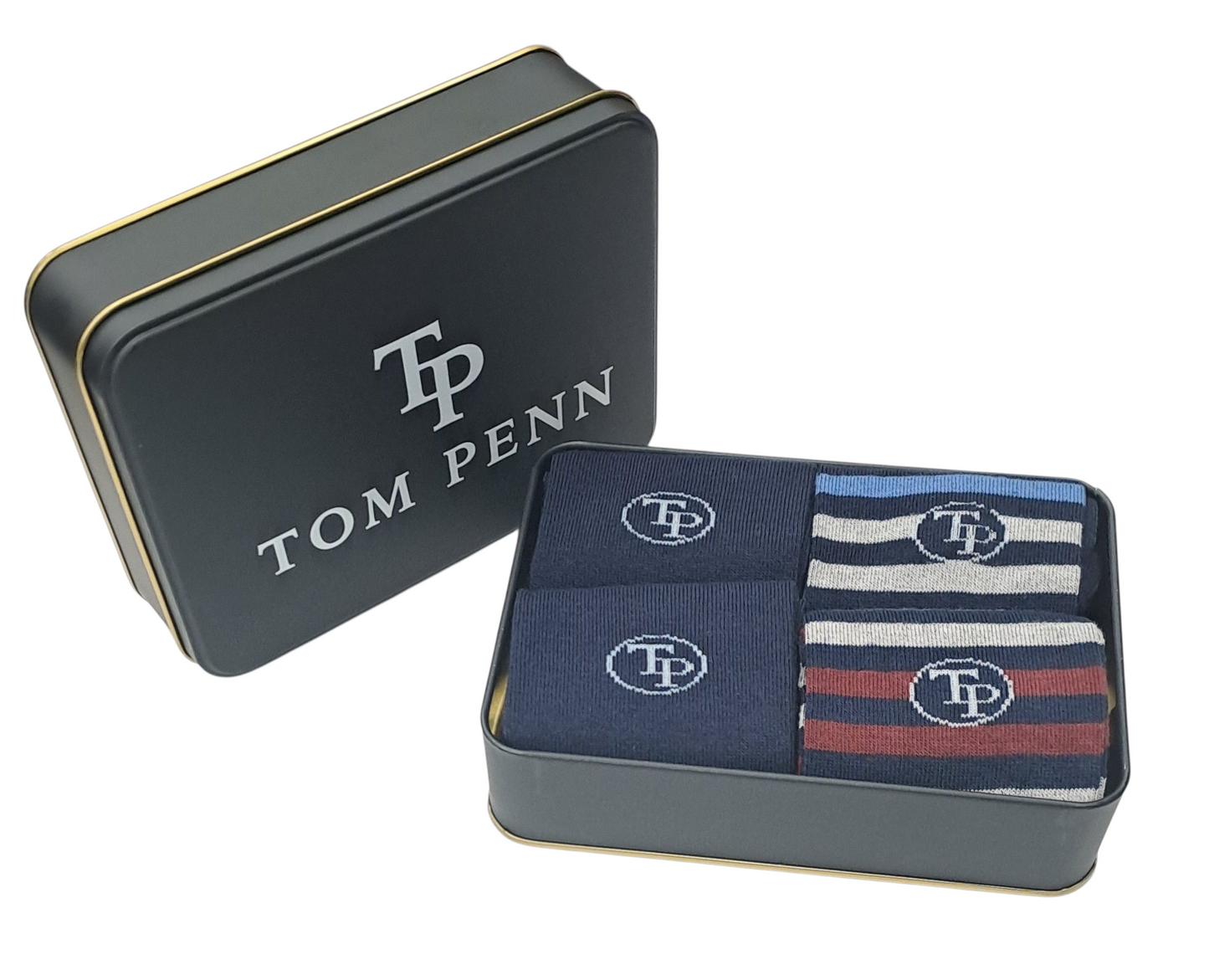 Tom Penn Men's 4-Pack Socks In Tin Gift Set