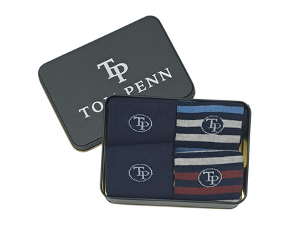 Tom Penn Men's 4-Pack Socks In Tin Gift Set