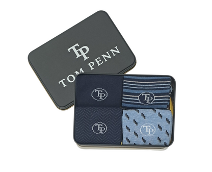 Tom Penn Men's 4-Pack Socks In Tin Gift Set