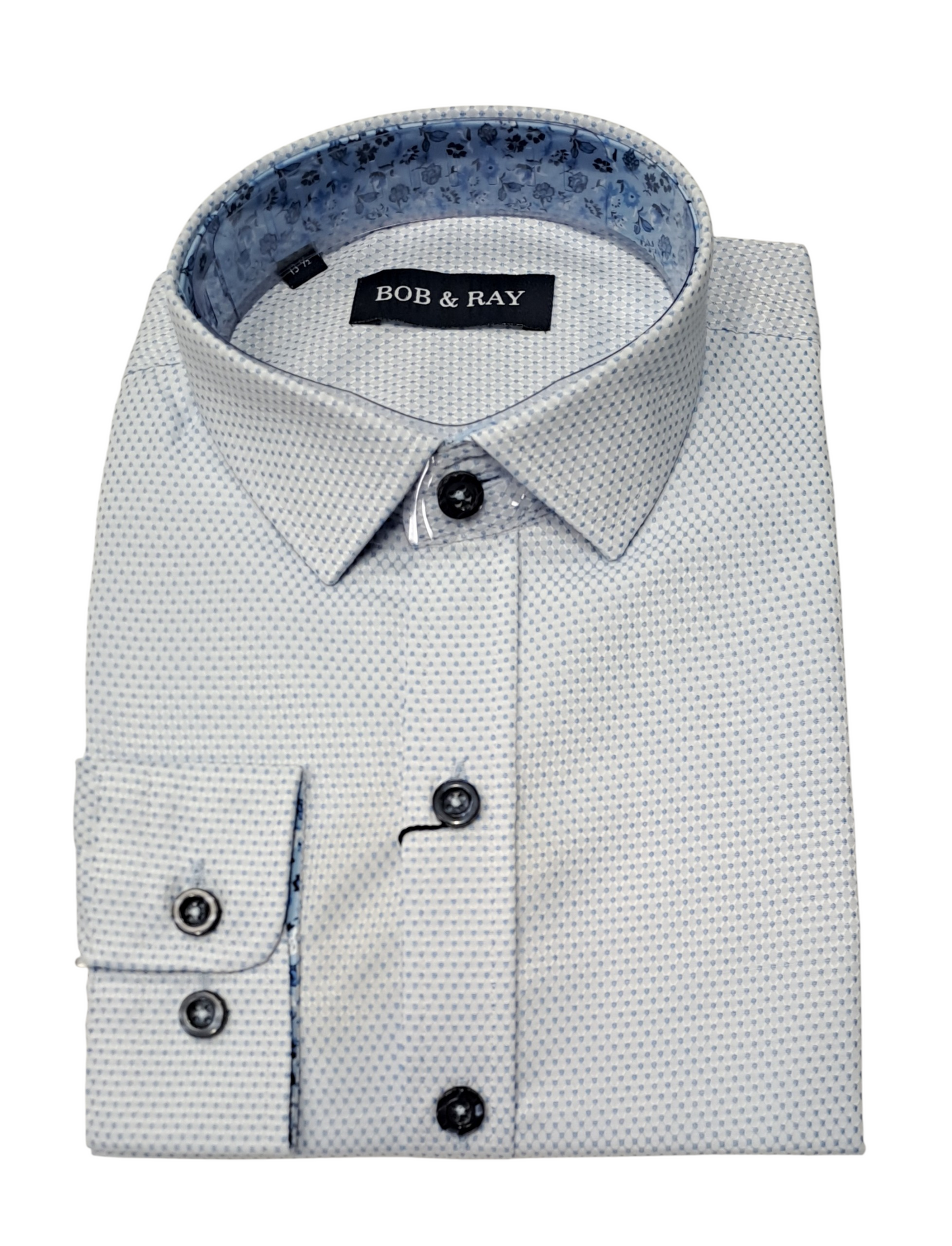 Boys Bob & Ray Diamond Print Dress Shirt - White Sky