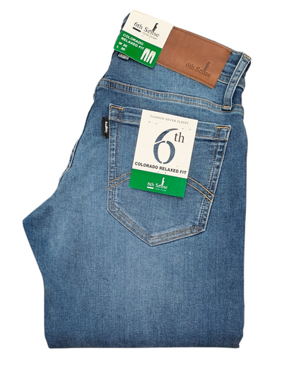 6th Sense Colorado Relaxed Fit Stretch Jeans - Azure