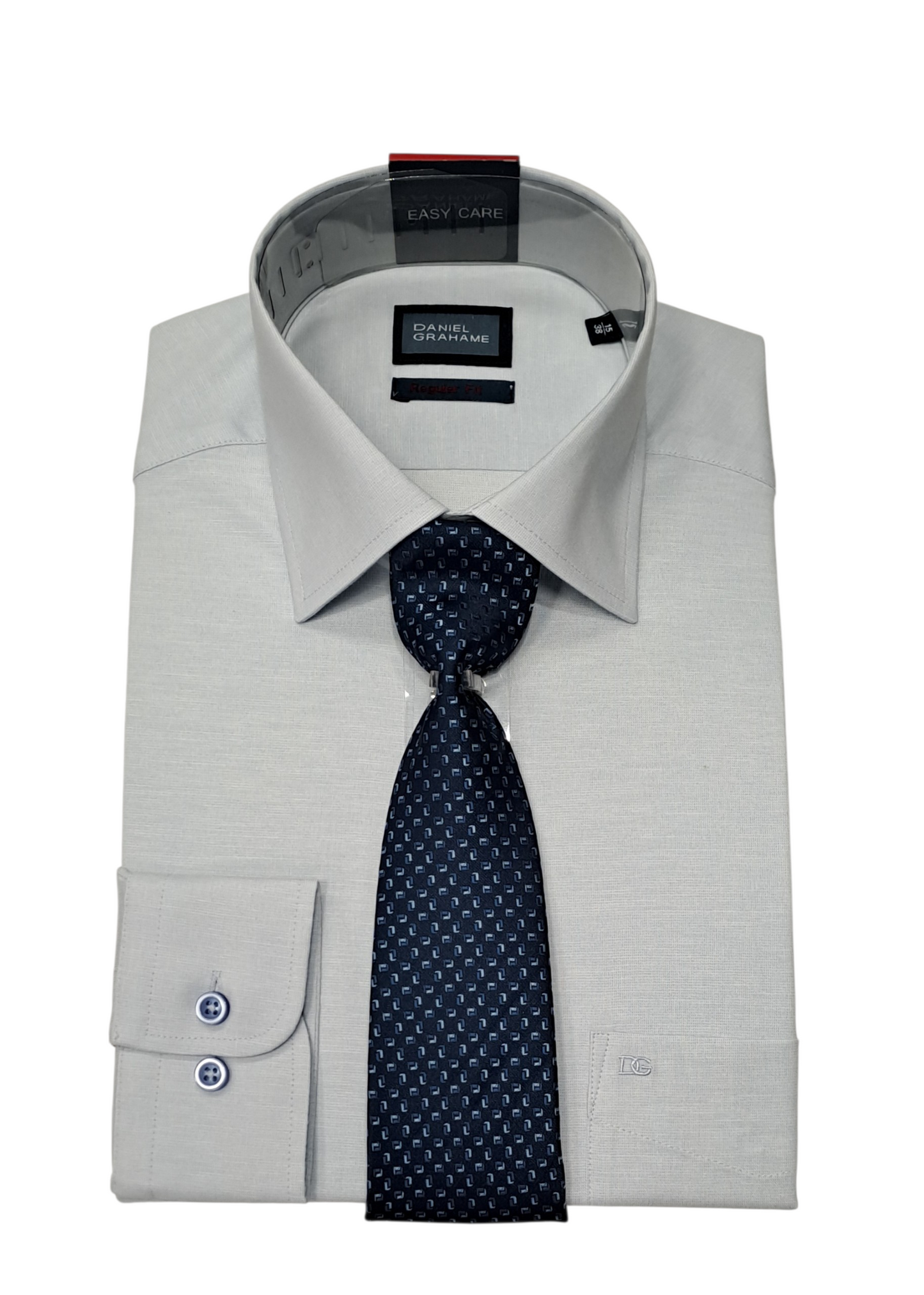 Daniel Grahame Regular Fit Long Sleeve Formal Shirt & Tie - Sky Blue