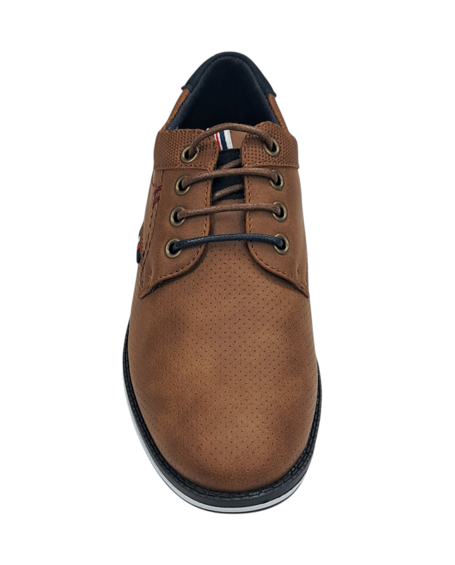 Boys Ninety 78 Laced Smart Casual Shoe - Brown