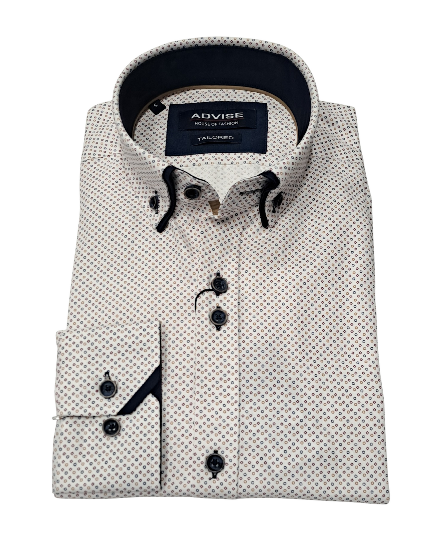 Advise House Of Fashion Long Sleeve Shirt AD-915 - White/Burgundy
