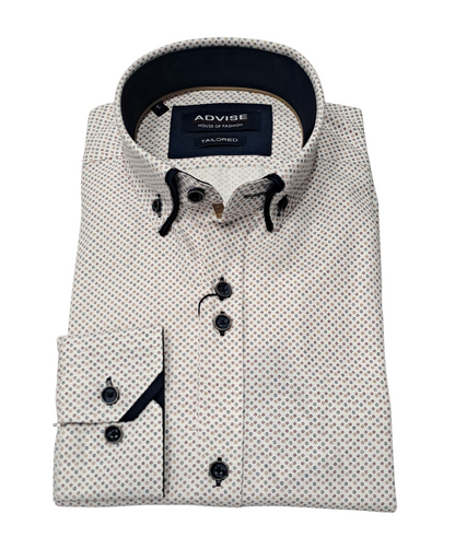 Advise House Of Fashion Long Sleeve Shirt AD-915 - White/Burgundy
