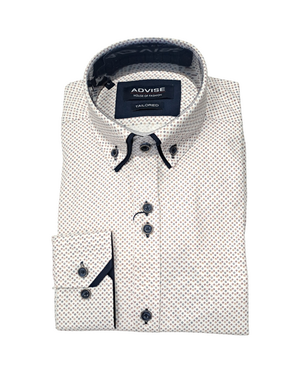 Advise House Of Fashion Long Sleeve Shirt AD-915 - White/Burgundy