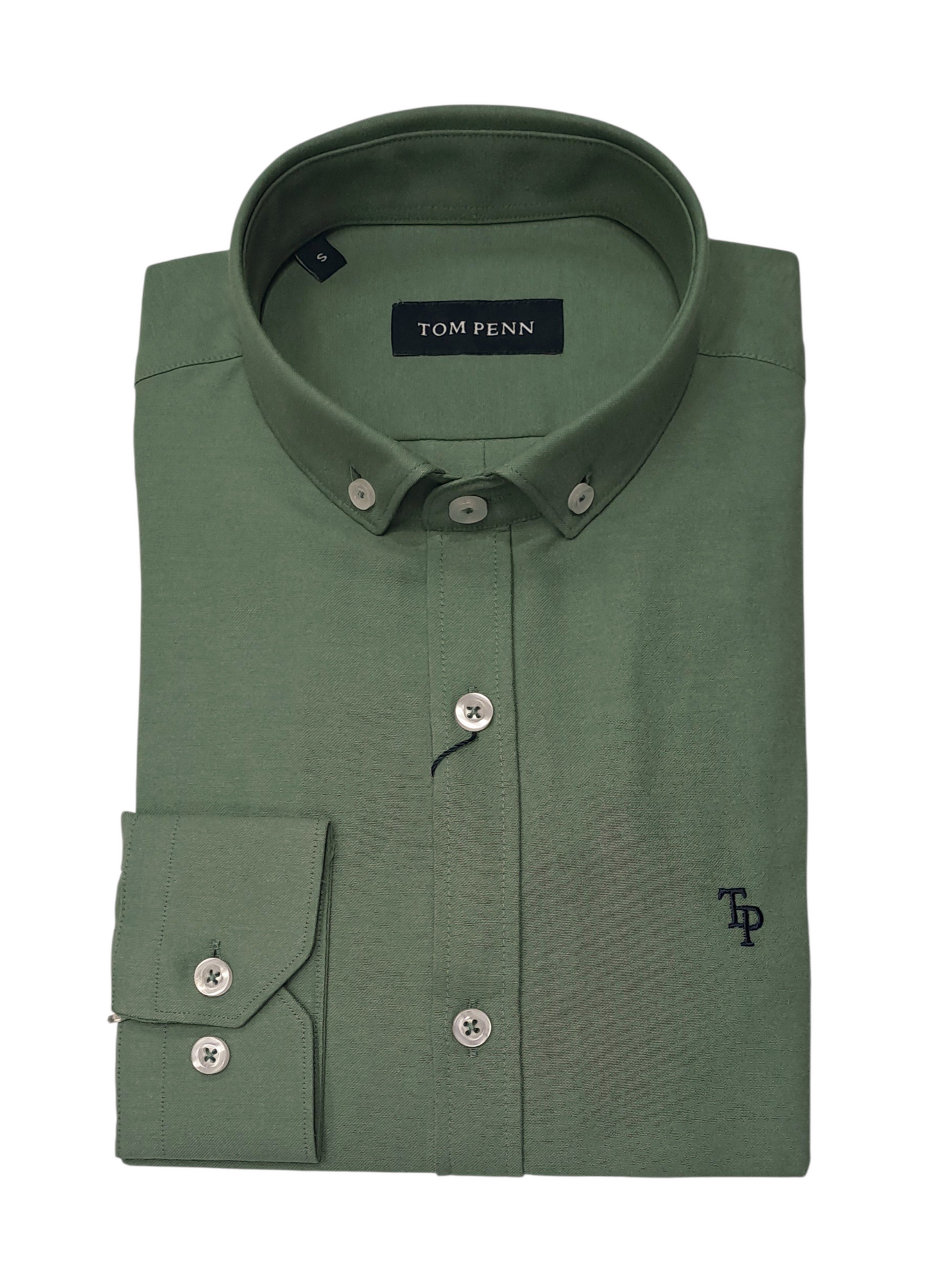 Tom Penn Long Sleeve Oxford Casual Shirt 330 - Green