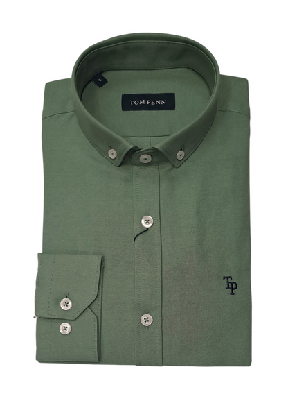Tom Penn Long Sleeve Oxford Casual Shirt 330 - Green