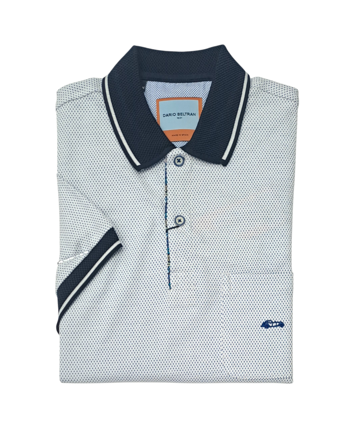 Dario Beltran Short Sleeve Polo - White/Navy