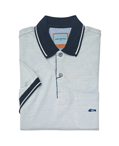 Dario Beltran Short Sleeve Polo - White/Navy