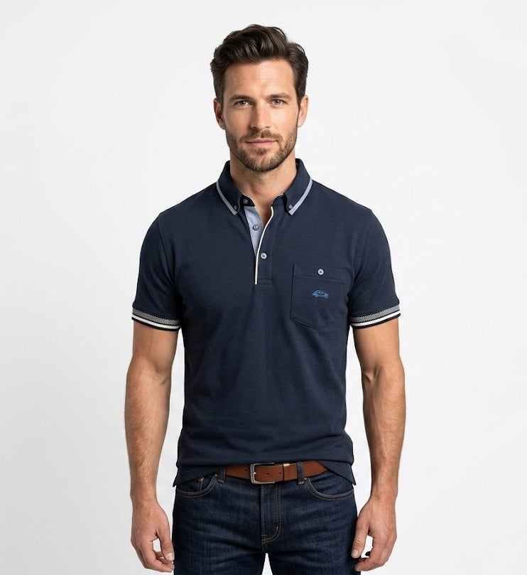 Dario Beltran Button Down Polo 452 - Navy