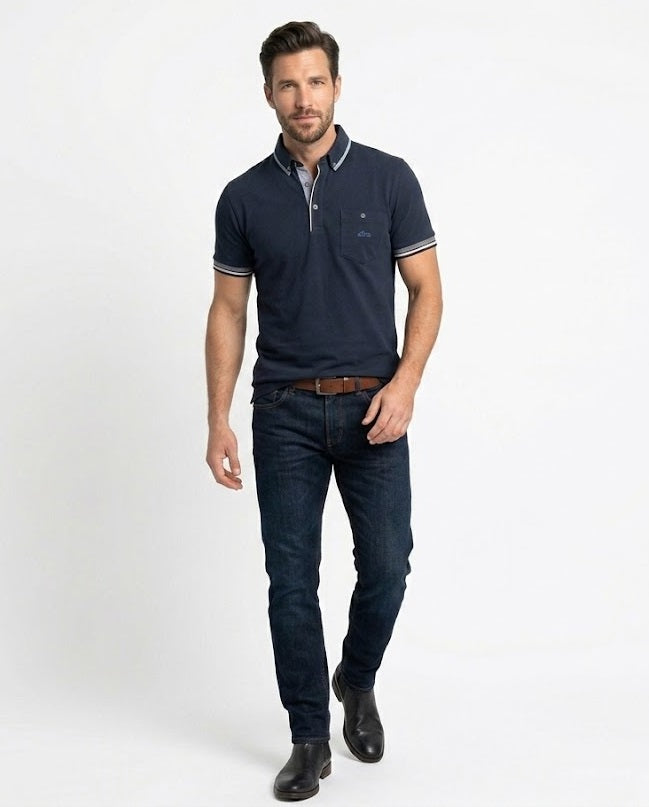 Dario Beltran Button Down Polo 452 - Navy