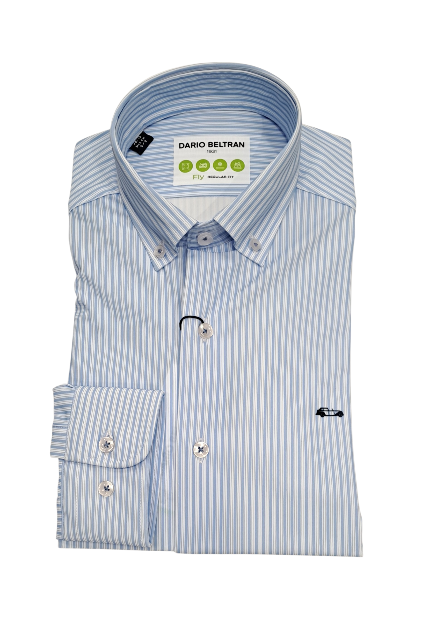 Dario Beltran Bueno Non-Iorn Striped Long Sleeve Casual Shirt - Blue