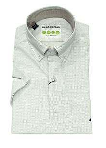Dario Beltran Broma Non-Iron Short Sleeve Casual Shirt - Blue/Beige