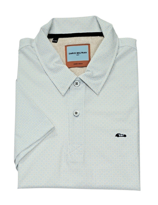 Dario Beltran Short Sleeve Polo - Blue/Beige