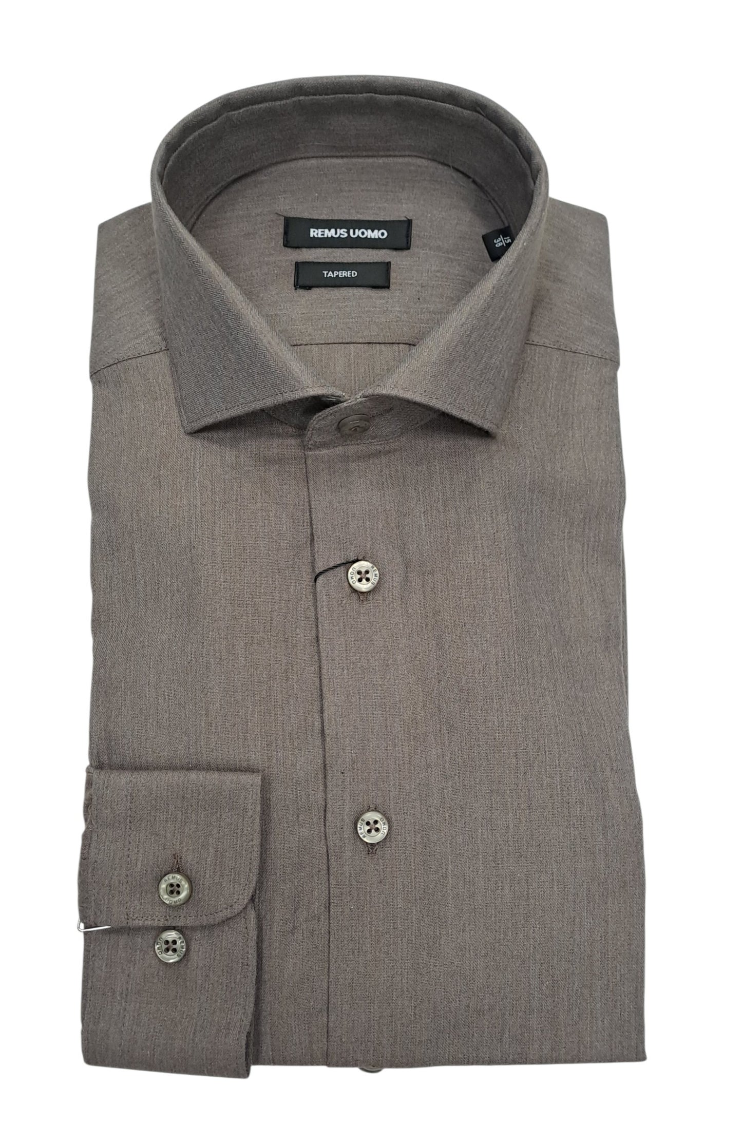 Remus Uomo Tapered Long Sleeve Formal Shirt - Light Brown