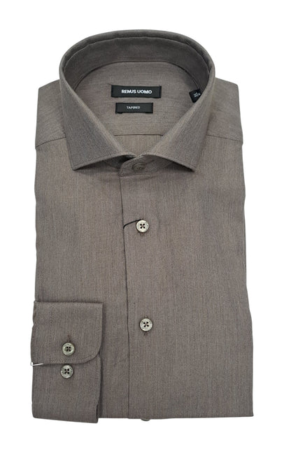 Remus Uomo Tapered Long Sleeve Formal Shirt - Light Brown