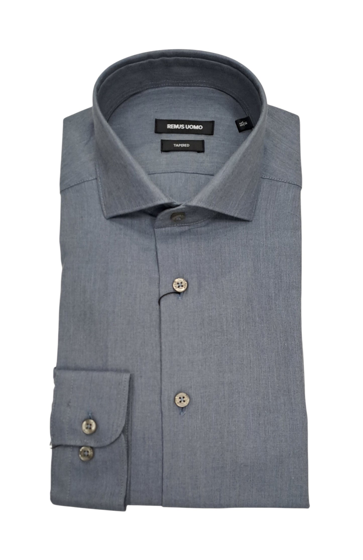 Remus Uomo Tapered Long Sleeve Formal Shirt - Blue