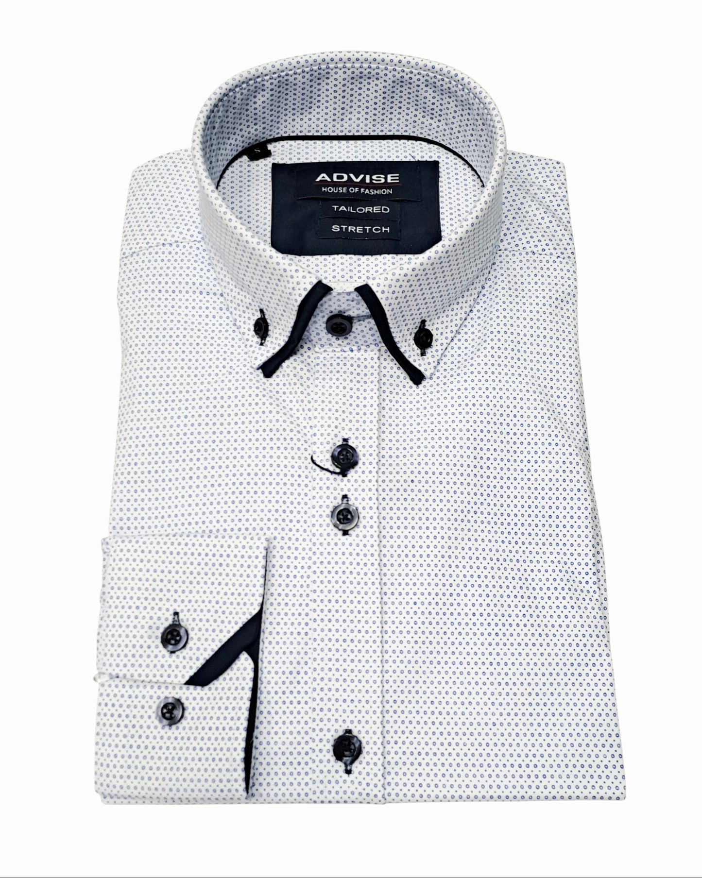Advise House Of Fashion Long Sleeve Shirt AD-922 - White/Blue