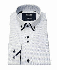 Advise House Of Fashion Long Sleeve Shirt AD-922 - White/Blue