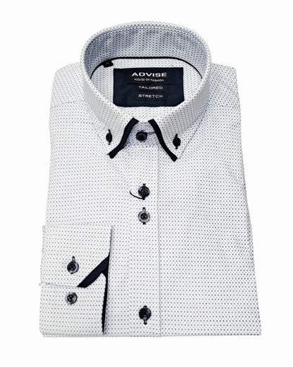 Advise House Of Fashion Long Sleeve Shirt AD-922 - White/Blue