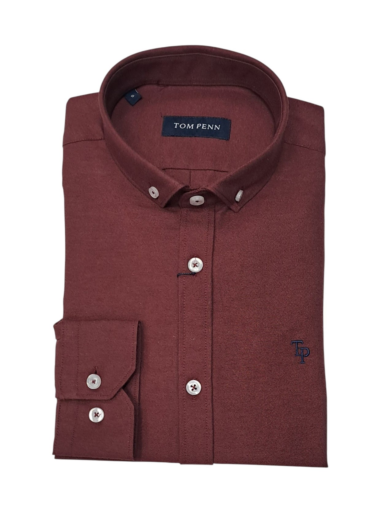 Tom Penn Long Sleeve Oxford Casual Shirt 330 - Wine