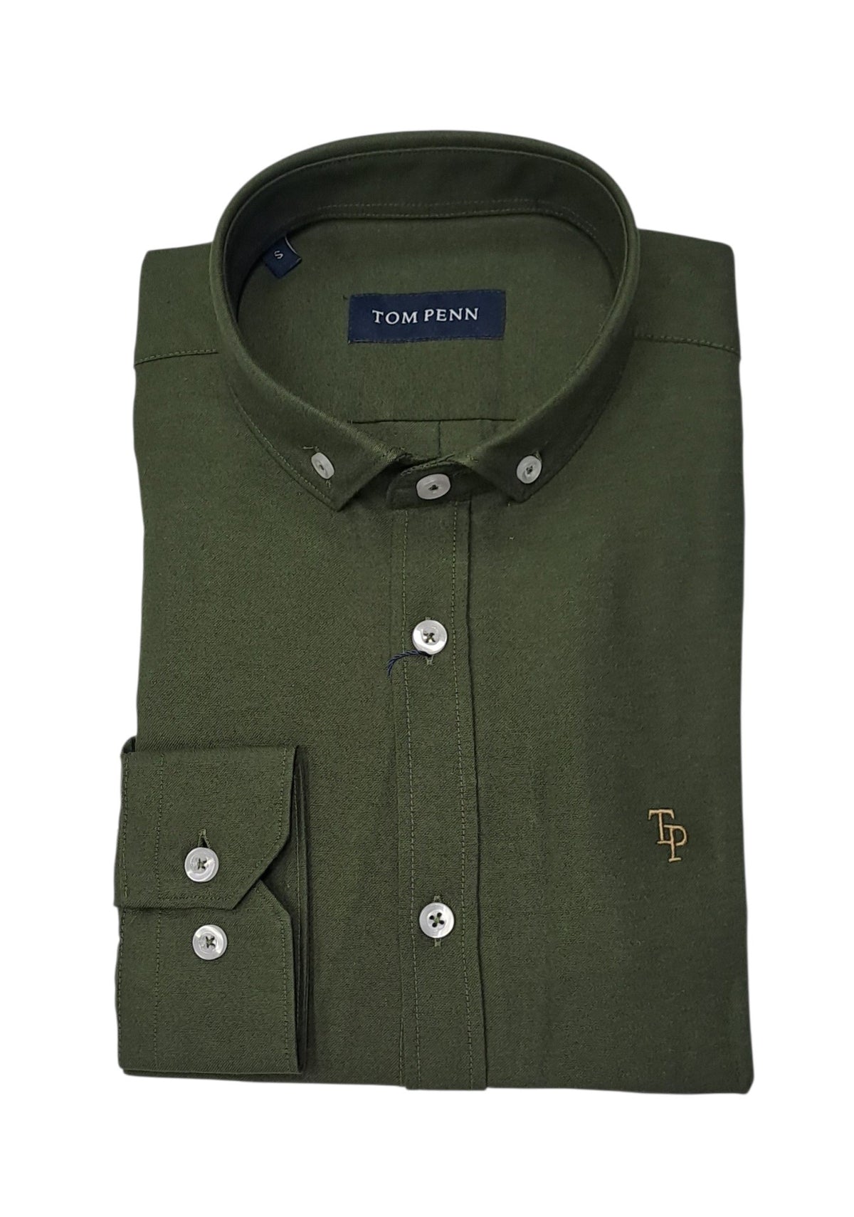 Tom Penn Long Sleeve Oxford Casual Shirt 330 - Moss