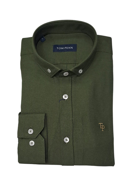 Tom Penn Long Sleeve Oxford Casual Shirt 330 - Moss