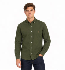 Tom Penn Long Sleeve Oxford Casual Shirt 330 - Moss