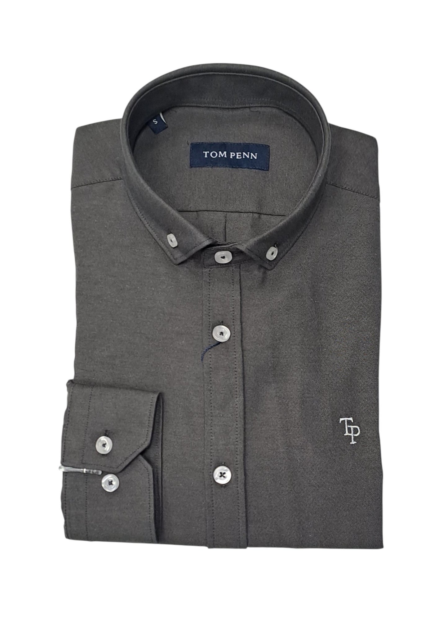 Tom Penn Long Sleeve Oxford Casual Shirt 330 - Slate