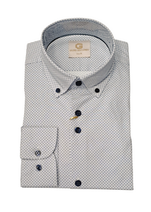 Gilded Gentlemen Long Sleeve Casual Shirt - 2 White/Navy