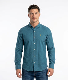 Tom Penn Long Sleeve Oxford Casual Shirt 330 - Aegean
