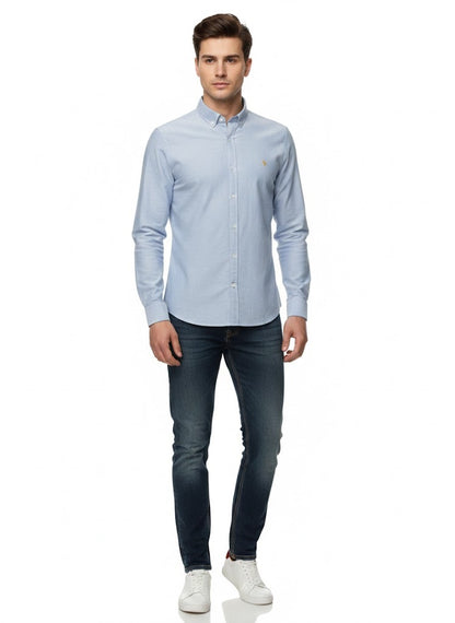 Tom Penn Long Sleeve Oxford Casual Shirt 330 - Blue