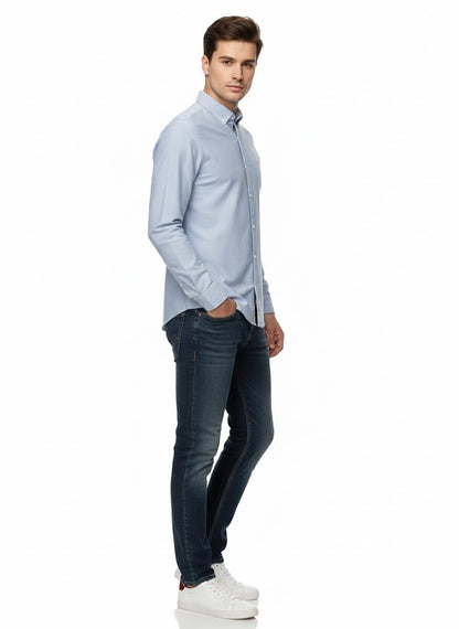 Tom Penn Long Sleeve Oxford Casual Shirt 330 - Blue