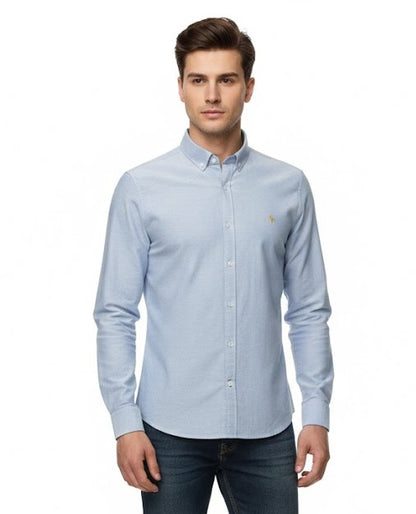 Tom Penn Long Sleeve Oxford Casual Shirt 330 - Blue