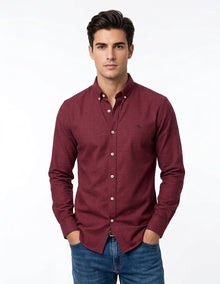 Tom Penn Long Sleeve Oxford Casual Shirt 330 - Claret