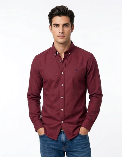 Tom Penn Long Sleeve Oxford Casual Shirt 330 - Claret