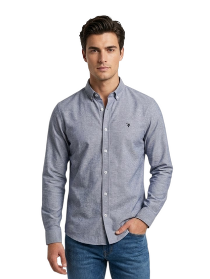 Tom Penn Long Sleeve Oxford Casual Shirt 330 - Teal