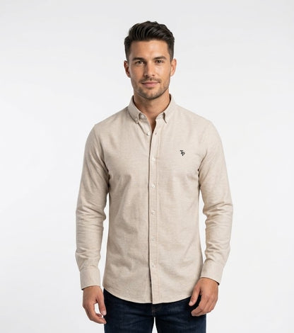 Tom Penn Long Sleeve Oxford Casual Shirt 330 - Taupe