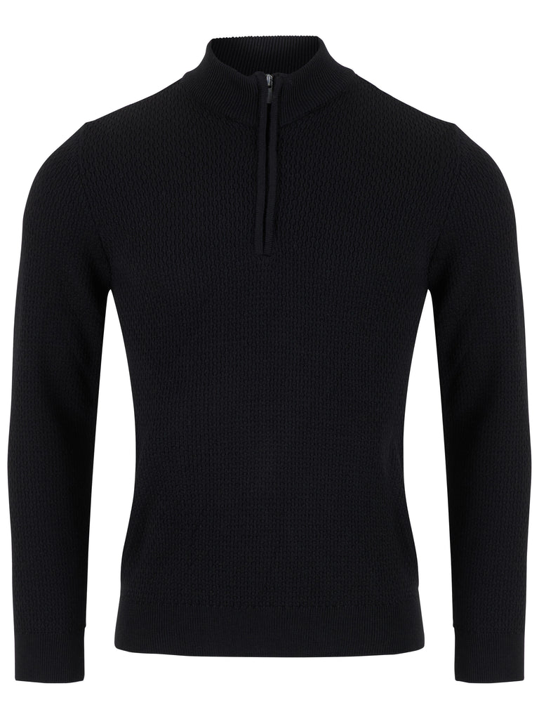 Remus Uomo Half Zip Sweater - Black