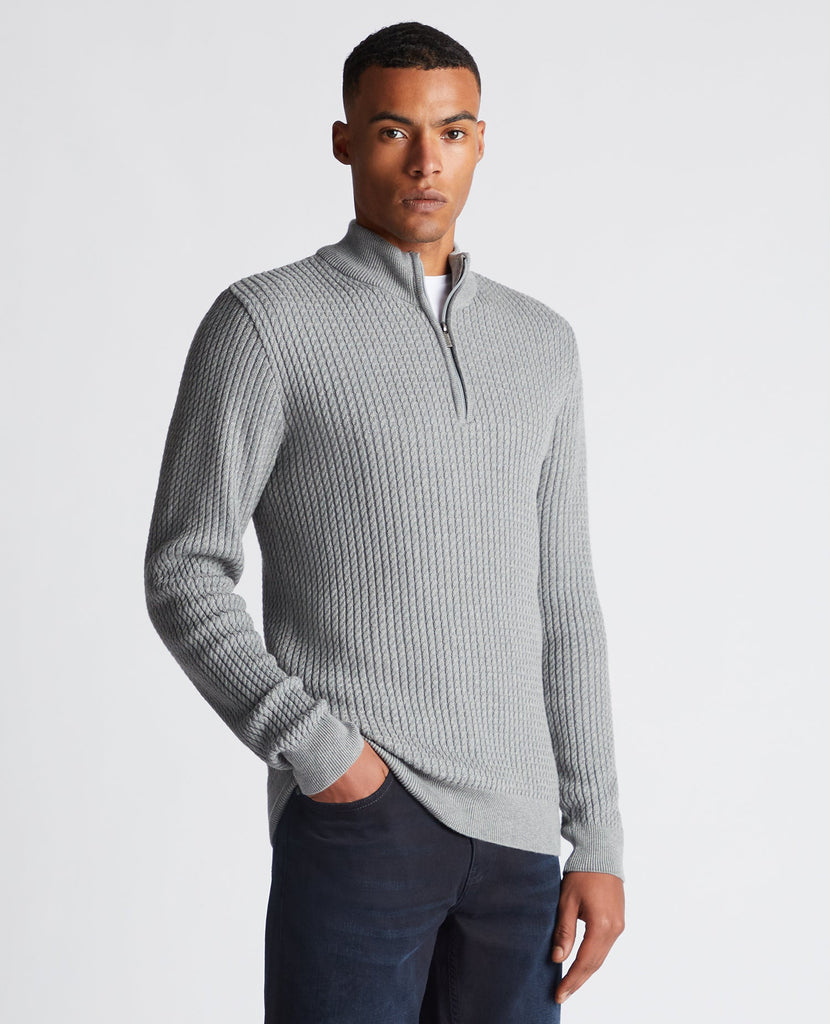 Remus Uomo Half Zip Sweater - Grey