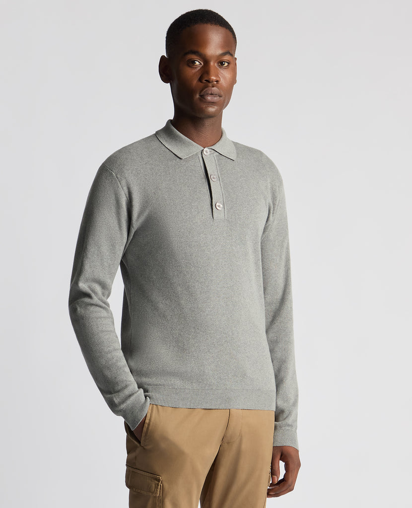 Remus Uomo Long Sleeve 3 Button Sweater - Light Grey