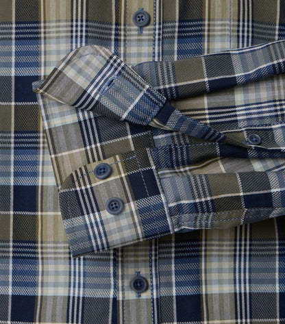 Casa Moda Casual Fit Checked Long Sleeve Shirt 300 - Green/Navy