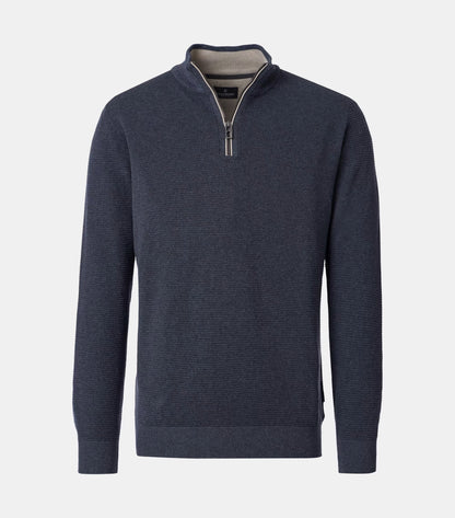 Casa Moda Knitted Troyer Half Zip Sweater 108 - Sapphire Blue