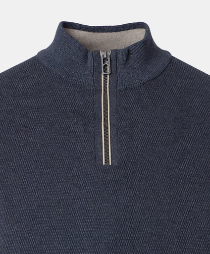 Casa Moda Knitted Troyer Half Zip Sweater 108 - Sapphire Blue